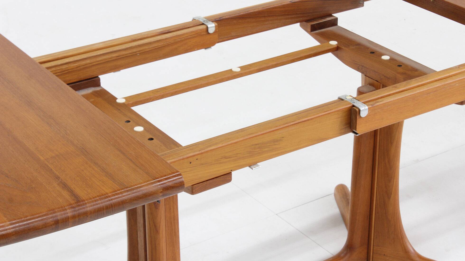 Vintage Danish oval extendable dining table solid teak 1960s
