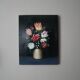 Painting on canvas still life decoration countryside bouquet flowers vintage frame black background
