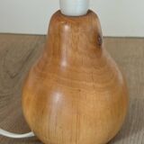 vintage wooden lamp small model with fabric shade 80's design