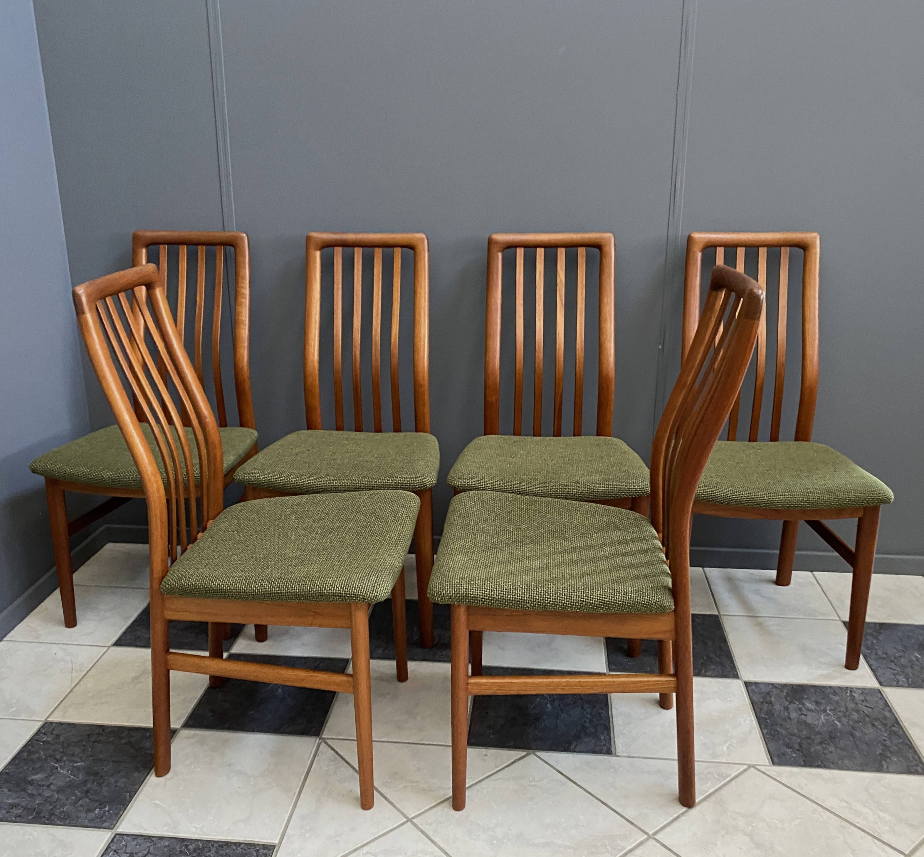 6 Teak dining chairs by Kai Kristiansen for Schou Andersen Denmark