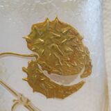 Beautiful acid-etched glass vase from Legras Saint Denis with chestnut tree decoration