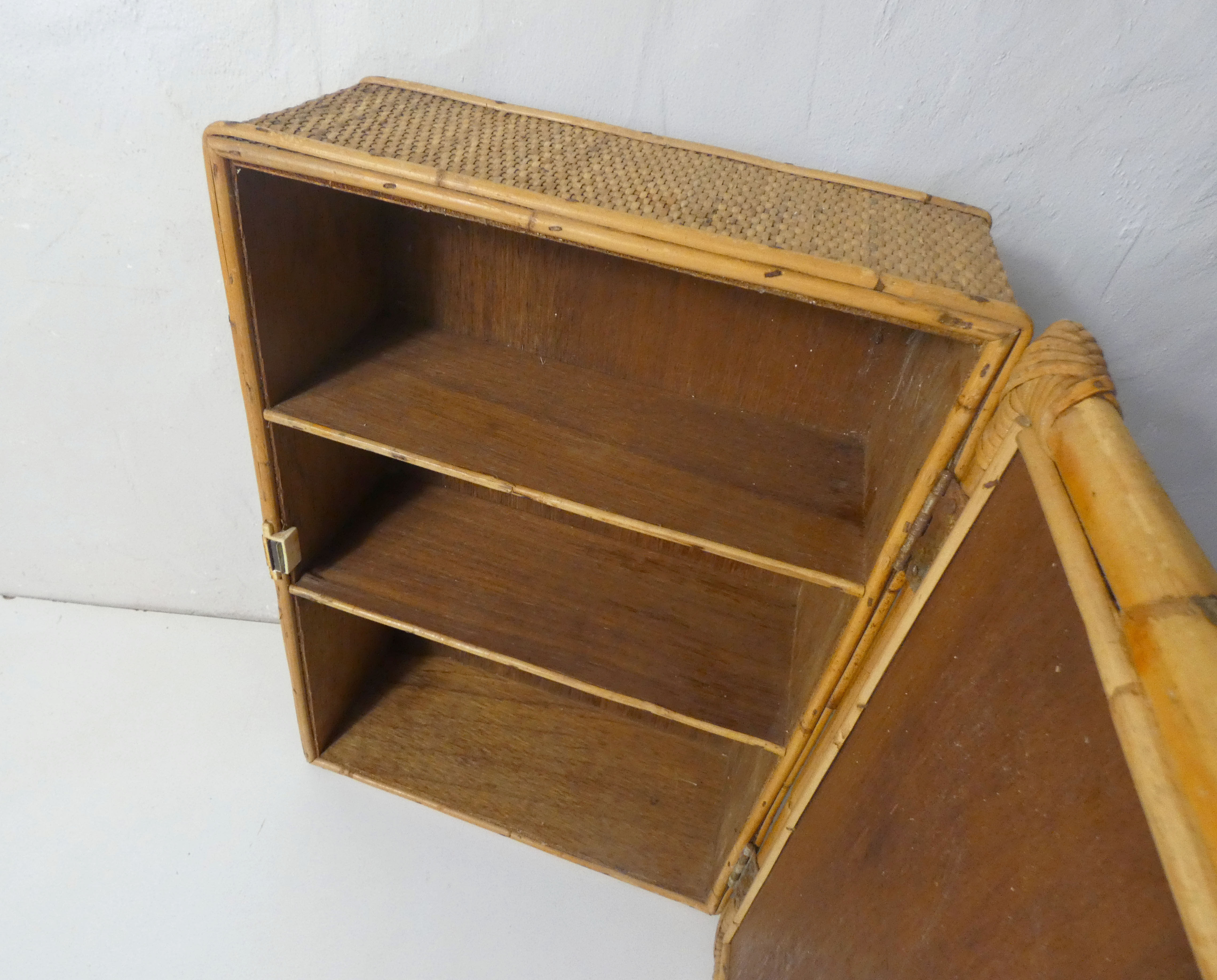 old Vintage rattan medicine cabinet