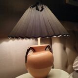 Ceramic lamp with 80s fabric lampshade