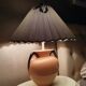 Ceramic lamp with 80s fabric lampshade