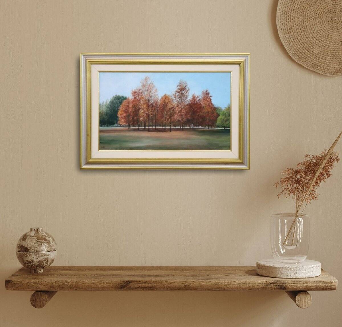 Autumn Landscape, Oil On Canvas Cardboard, Italy 20th Century