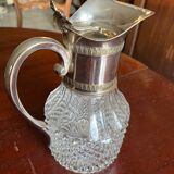 Crystal and pewter wine carafe