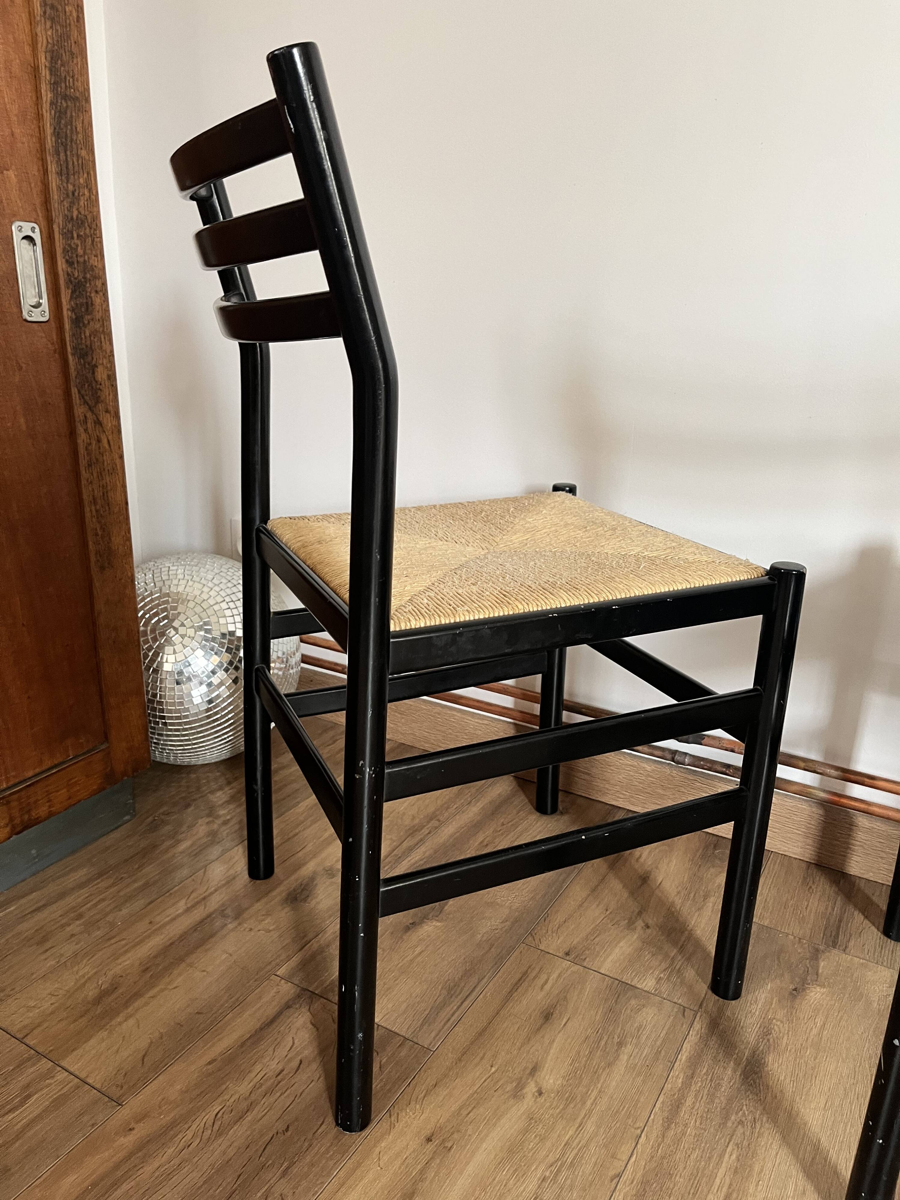 Set of 4 Italian black chairs 1970s