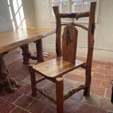 Rustic pine wood table and chair
