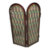 Old stained glass window in metal and glass 1900