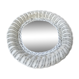 Old white rattan mirror 60  - 38x38cm