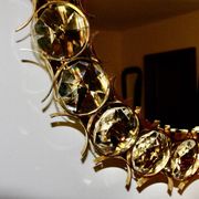 Vintage circular mirror in gold brass by christoph palma austria 1960