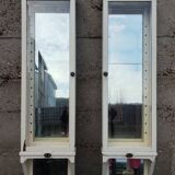 Pair of 2 old small solid wood display cabinets