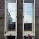 Pair of 2 old small solid wood display cabinets