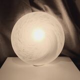 Vintage Murano glass handcrafted flush mount light fuxture white gray swirl globe lamp midcentury modern lighting wall ceiling retro lamp