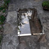 table basse verre et metal
