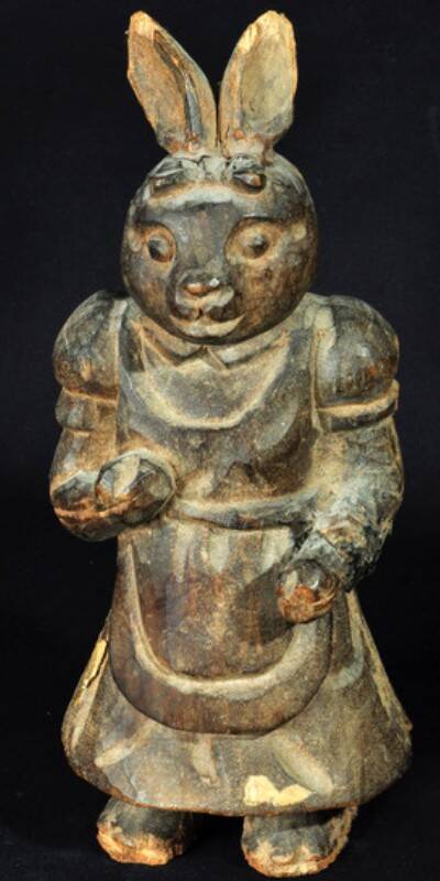 Carved wood representing the rabbit from Alice in Wonderland, late 19th century