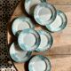 Set of 8 vintage flat plates in iron earth, model Narcisses de Saint Amand (LOT1)