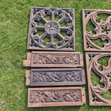 Lot de boiseries anciennes en chêne sculpté - style gothique XIXe