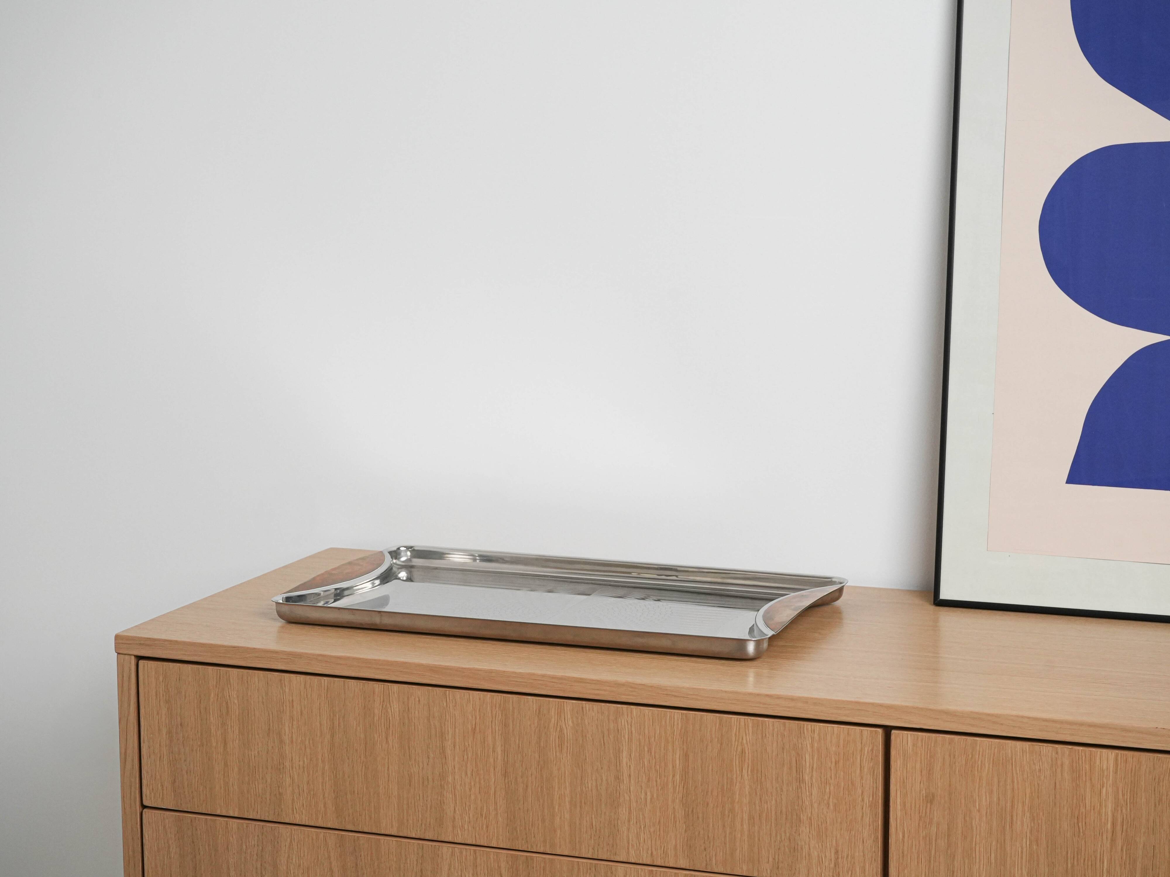 Stainless steel tray, German design, 1970s, manufactured by GOTTINGHEN