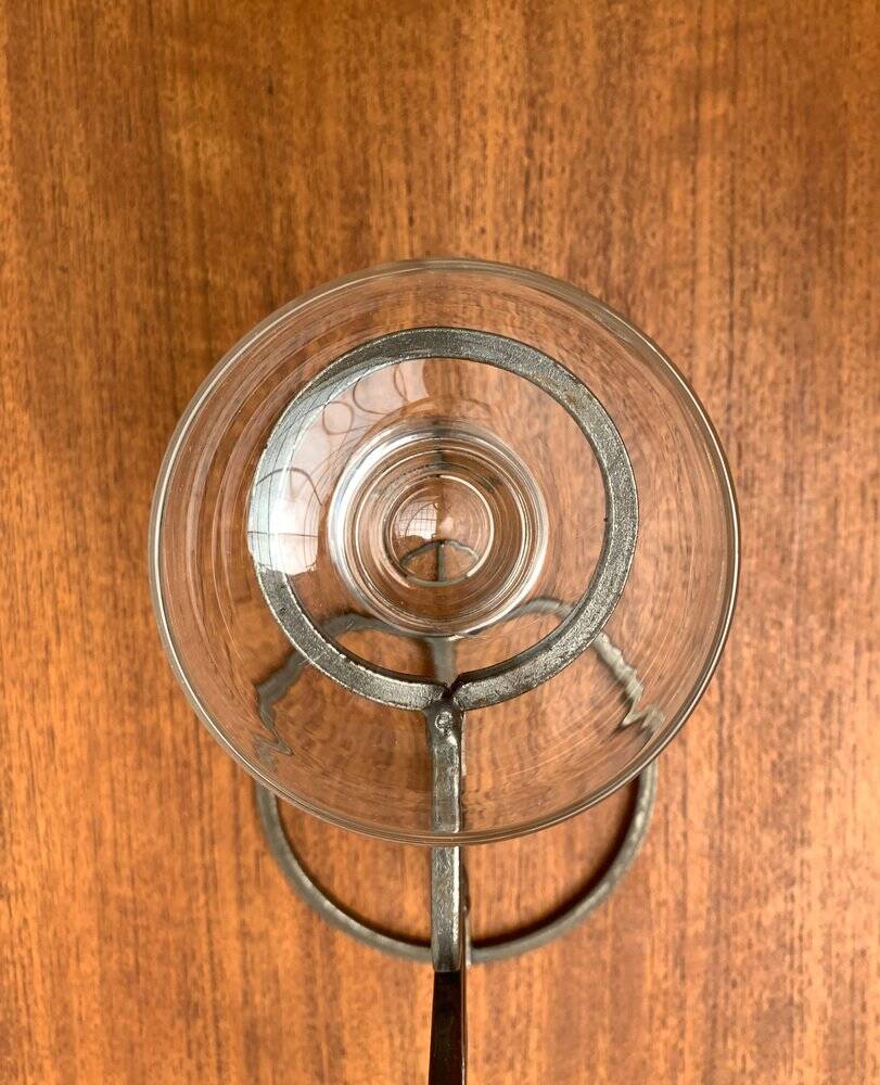 Danish Metal and Glass Candle Holder from the Mid-Century, 1960s