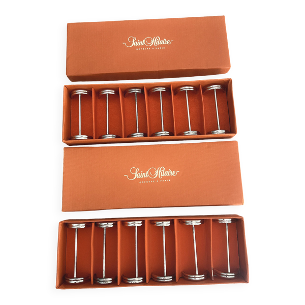 12 porte-couteaux en métal argenté Saint Hilaire modèle Arceaux en coffret