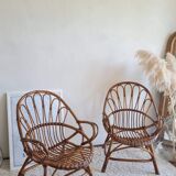 Pair of vintage rattan armchairs