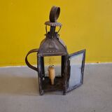 Antique french metal walking candle lantern. from around 1900.