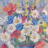 Oil on canvas still life Wild Flowers Géofournier