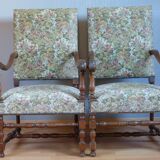 2 pairs of Louis XIII style armchairs