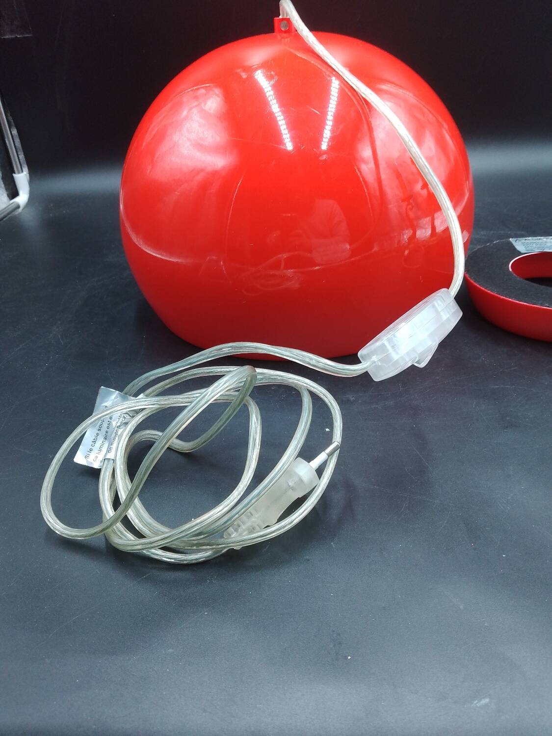 Rare vintage & designer red metal bouboule aluminor mood table lamp