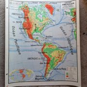 Ancienne carte physique Continent américain Vidal-Lablache