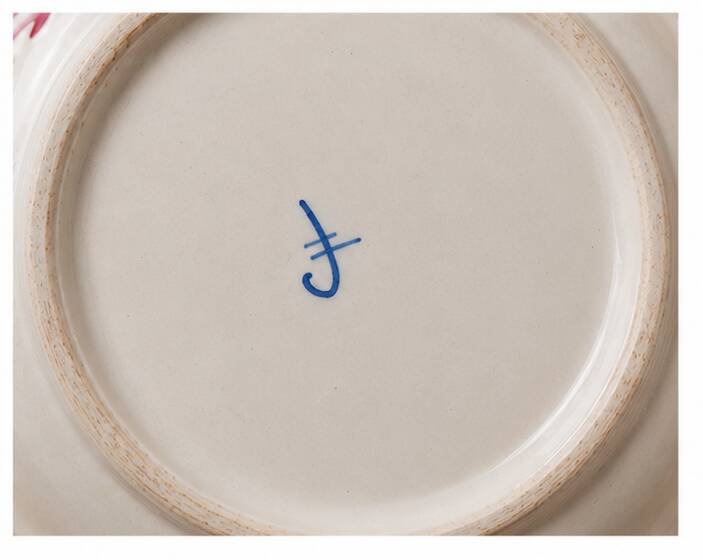 Strasbourg soup tureen in hand-painted French earthenware in yellow and pink.