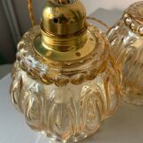 Pair of vintage amber bubble table lamps
