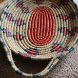 Plateau ovale souple vannerie vintage couleurs