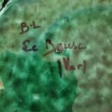 Pair of enamelled woven ceramic trinket trays signed BL, Le Brusc (Var)