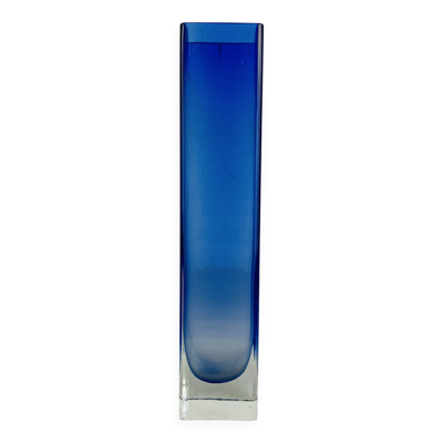 Vase verre bleu style Sommerso Murano, vintage