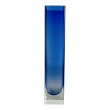 Blue glass vase in Sommerso Murano style, vintage