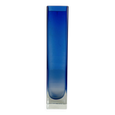 Blue glass vase in Sommerso Murano style, vintage
