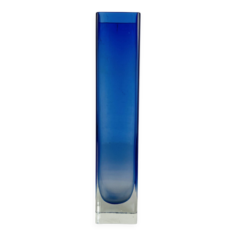 Vase verre bleu style Sommerso Murano, vintage