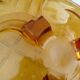 Empty cup tripod pocket in yellow smoked pressed glass
