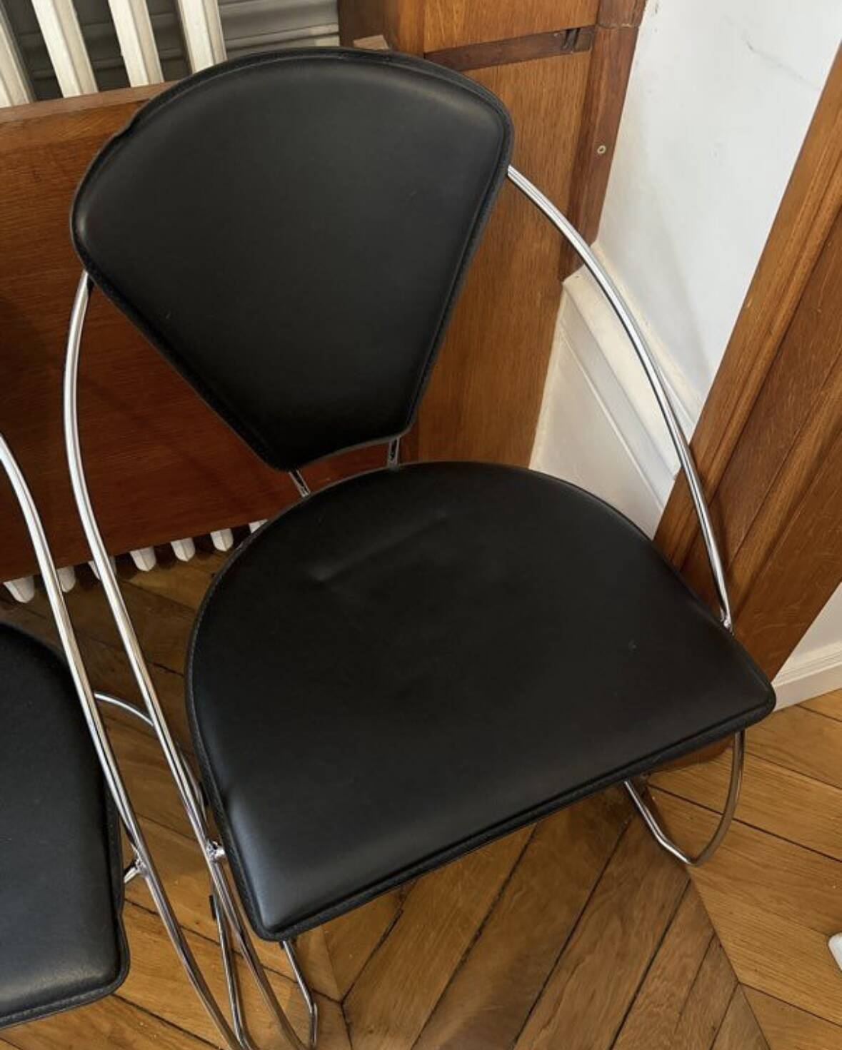 Leather and chrome steel chair - Linda by Arrben