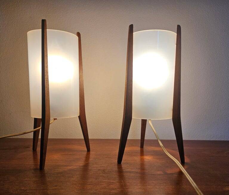 Pair of Mid-Century Table Lamps Pokrok Zilina, Tripod, Rocket, 1970s