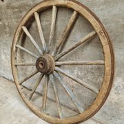 Antique cart wheel wagon wheel XXL oak wood 126 cm