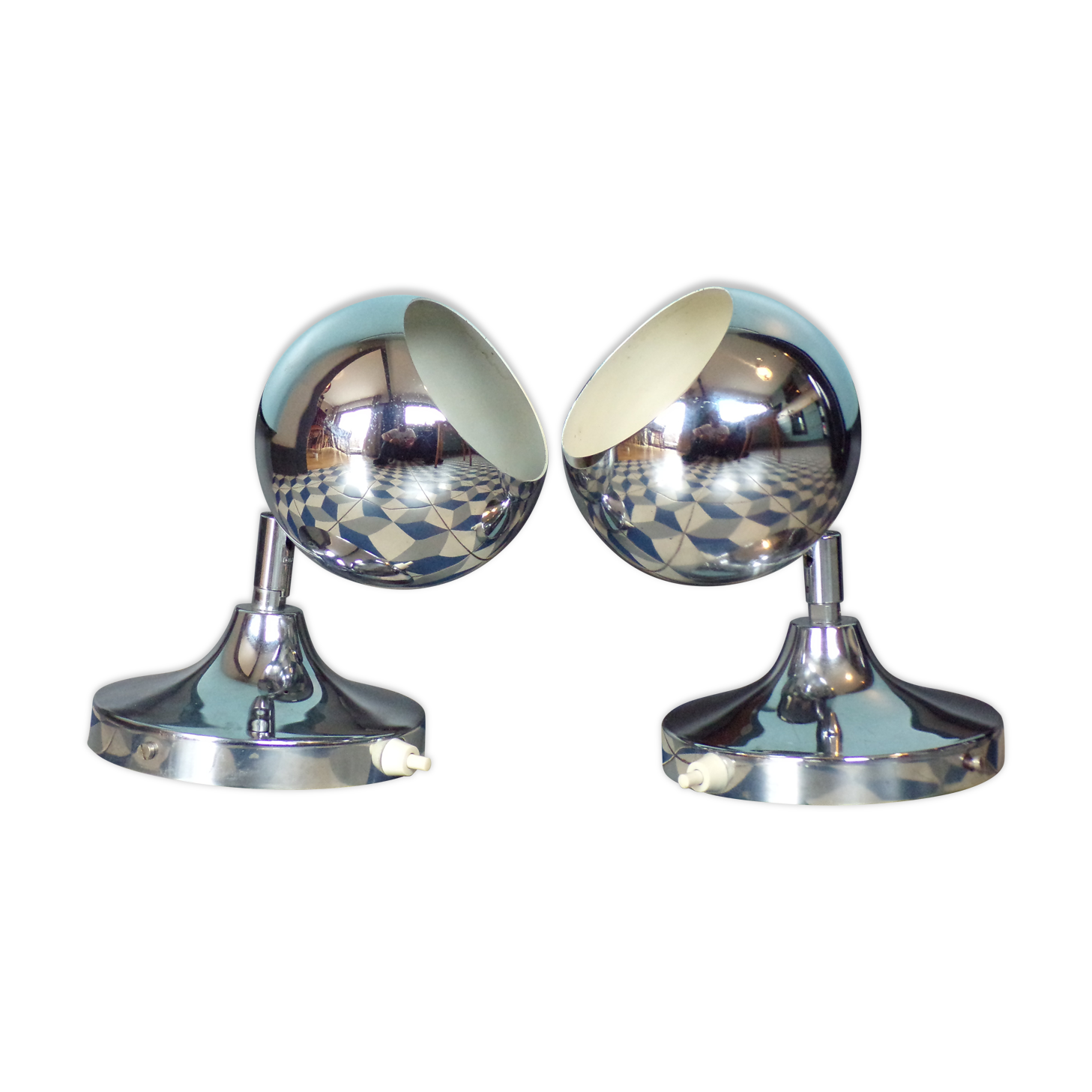 Pair of Lambert Rohrer eye-ball wall lamps