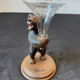 Carved wooden bear vase with black forest crystal soliflore Sallanches 19th century