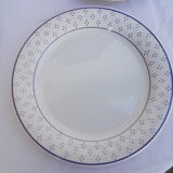 Ensemble 4 assiettes plates blanche et bleu