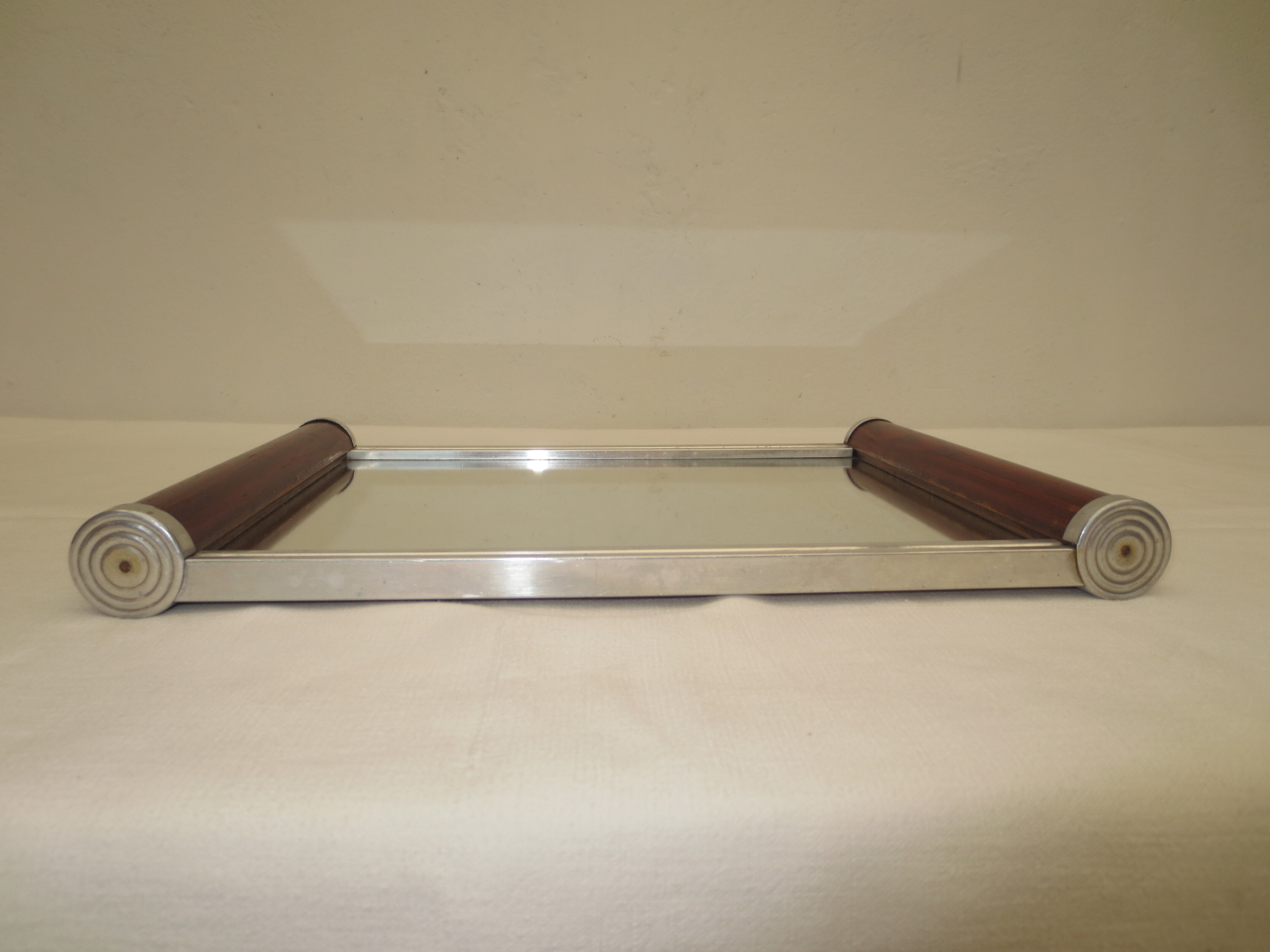 Mirror tray handles fruit wood from the 50s