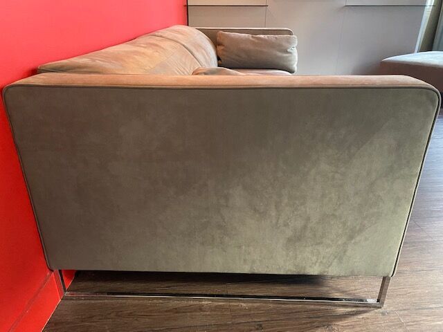 Urbani sofa and ottoman in grey alcantara