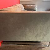 Urbani sofa and ottoman in grey alcantara
