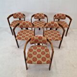 Set of 6 Italian Wooden Armchairs, 1960's